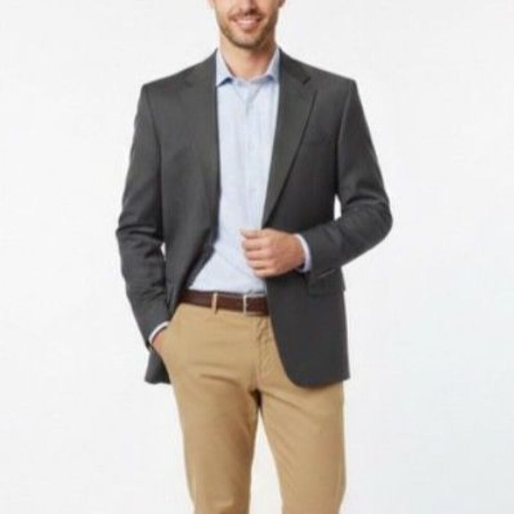 Hickey Freeman Men's Gray Wool Loro Piana Italy Classic Suit Jacket Size 46R